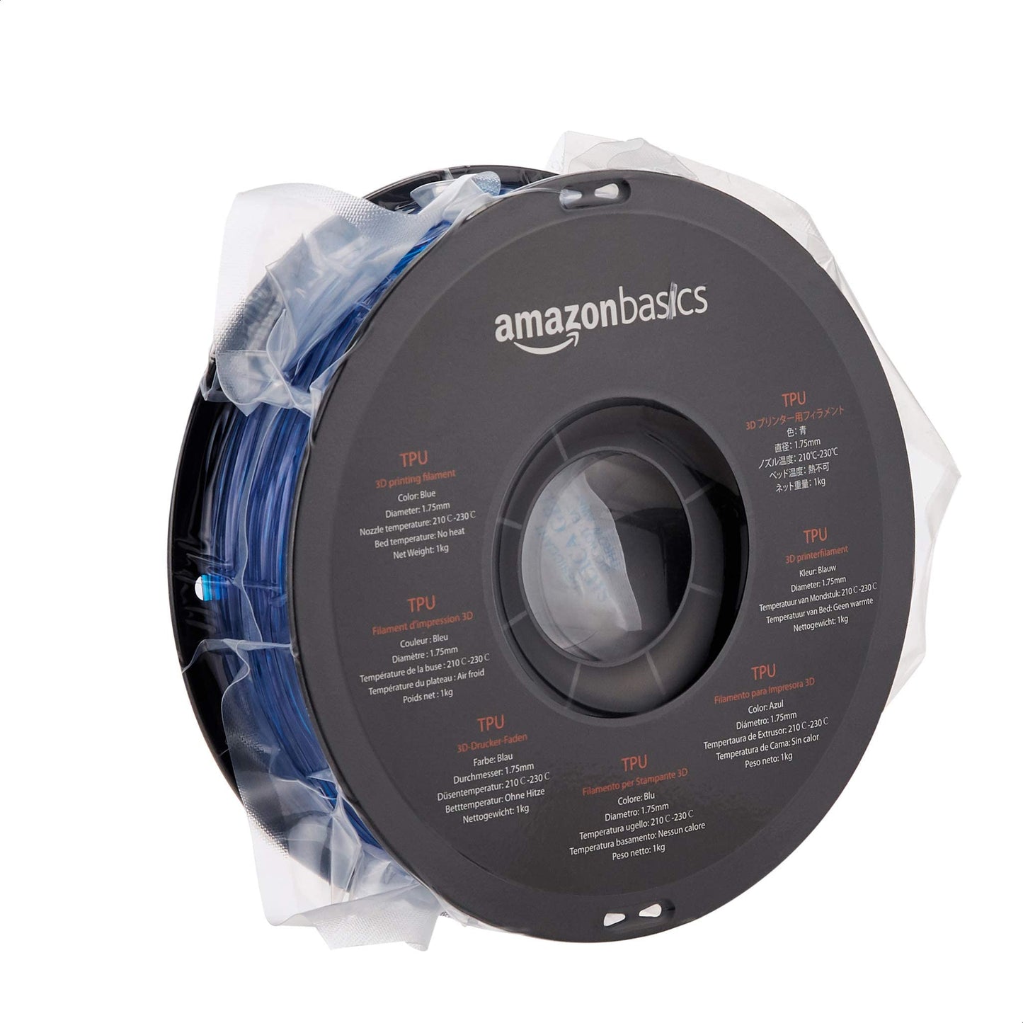 Amazon Basics 3D printer filament made of TPU plastic, 1.75 mm, 1 kg spool, Blue
