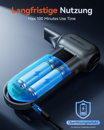WOLFBOX MF100 Electric Air Duster - 150000RPM Super Power Cordless Air Duster, rechargeable air blower, 3-speed adjustable mini blower, dust blower for computer, keyboard, outdoor, home, and car.
