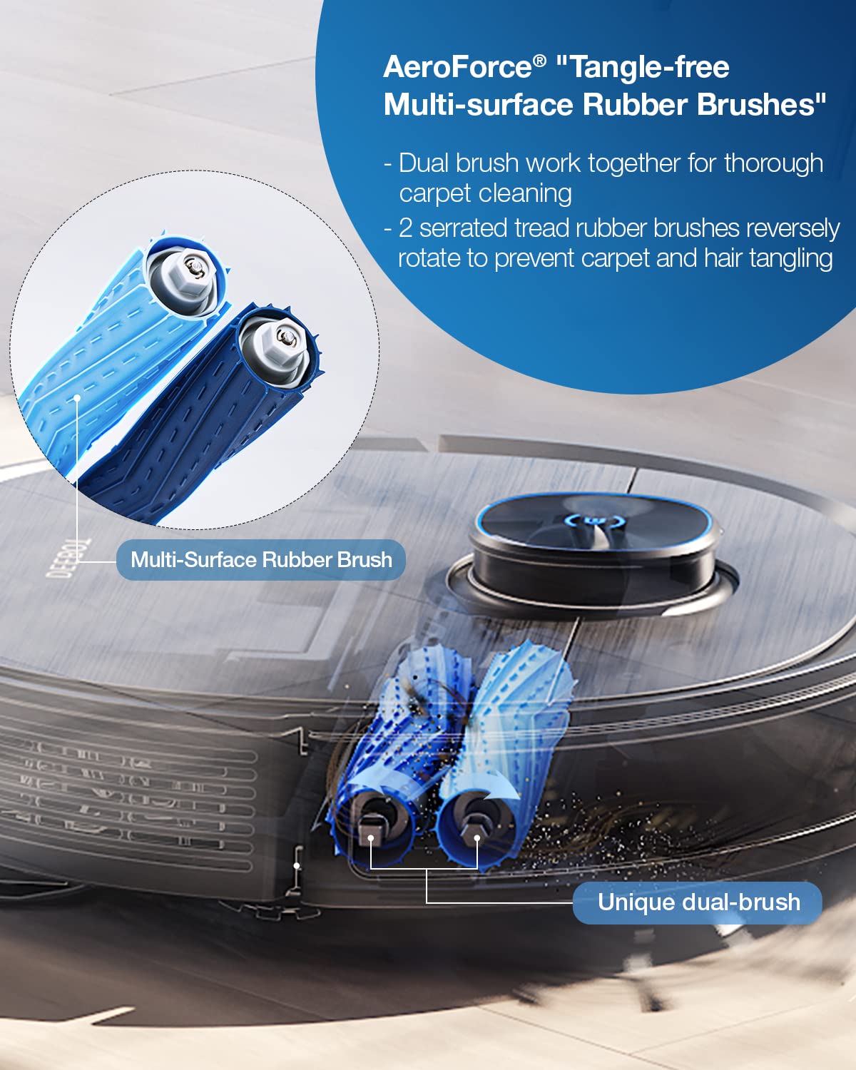 ECOVACS DEEBOT T9 AIVI robot vacuum with mopping function (3000Pa AIVI human/obstacle avoidance, Tangle-free AeroForce® Multi-Surface Rubber Brush, OZMO Pro)