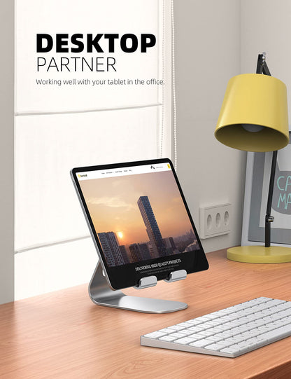 Lamicall Tablet Stand Adjustable, Tablet Holder - Universal Stand, Mount, Dock for 2024 iPad Pro 9.7, 10.5, 11, 12.9, iPad Air Mini 6 5 4, Samsung Tab, and Tablet with 4.7-13 inches - Silver
