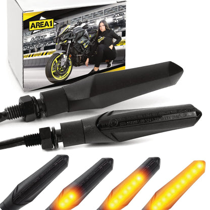 Area1 Motorcycle LED turn signals E-marked running light effect 2 pieces/M8 for e.g. 790 Duke 390 Duke 690 SMC/R MT07 MT09 MT125 Z900 Z650 Z500 Z125 CMX CB Hornet SV650 GSXS R12 S1000 F750GS R1250GS Tuono