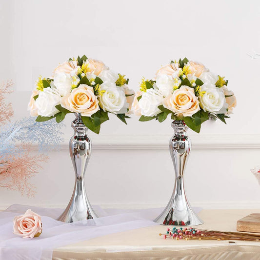 BLOSMON bouquet artificial flower arrangements 10 Pcs Champagne & White Artificial Flower Bouquet Table Decoration Flower Ball Valentines Day Wedding Mother's Day Gift
