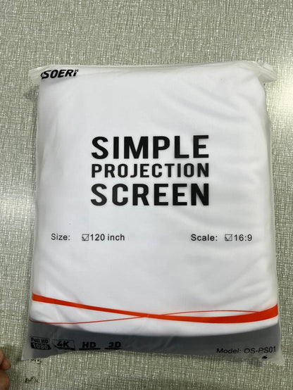 Osoeri Canvas Projector Screen 120 inch, 16:9 HD Foldable Projector Screen, Anti-wrinkle Dual-sided Projector Screen 265x149cm, Portable Projector Screen for Home, School, Meetings