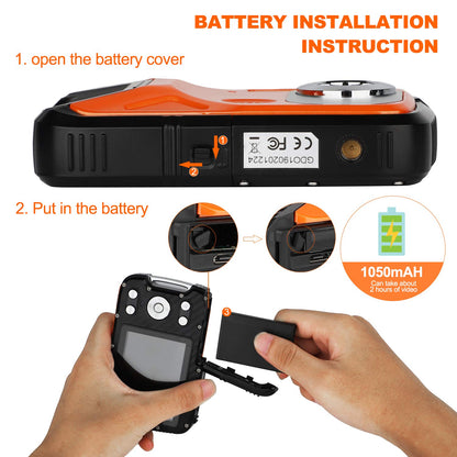 BYbrutek Kids Digital Camera, 21MP FHD 1080P, Waterproof up to 5m, 2.8-inch LCD, 8x Digital Zoom, Orange