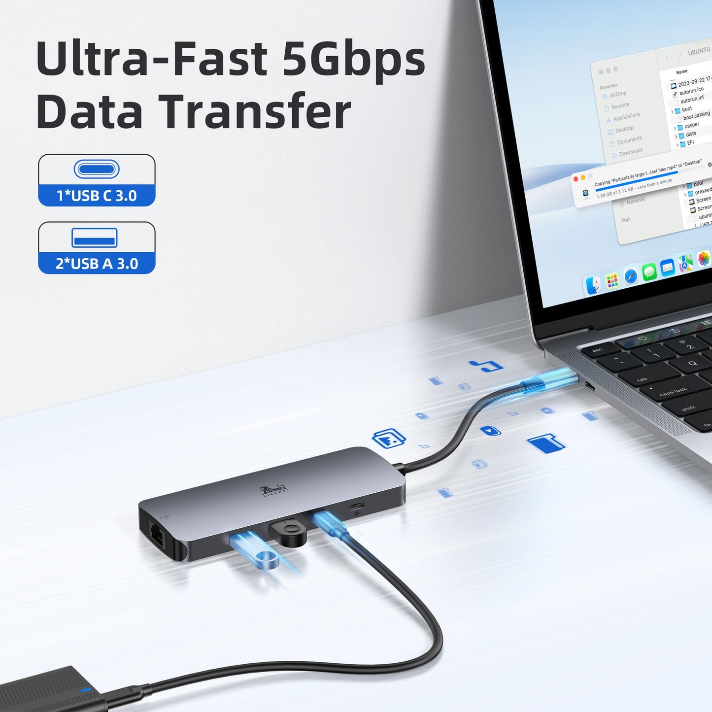 USB C Docking Station Dual Monitor 8 in 1 Laptop Docking Station for 2 Monitors with 4K Dual HDMI, DisplayPort, 1Gbps Ethernet, 100W PD, 3 USB A/C 3.0 Adapter. Compatible with Dell, HP.