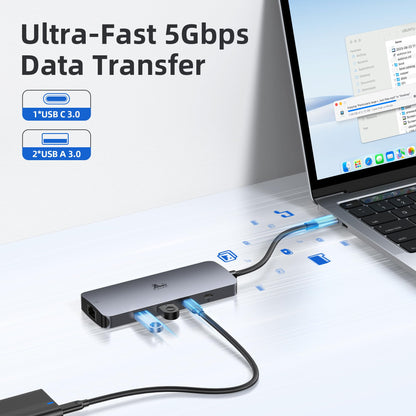 USB C Docking Station Dual Monitor 8 in 1 Laptop Docking Station for 2 Monitors with 4K Dual HDMI, DisplayPort, 1Gbps Ethernet, 100W PD, 3 USB A/C 3.0 Adapter. Compatible with Dell, HP.