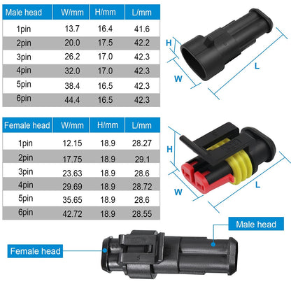 740pcs car plugs, car connectors, waterproof car plugs, waterproof plugs 12v, with crimping tool, 1/2/3/4/5/6 pin car plugs, suitable for cars, motorcycles, boats, trucks.