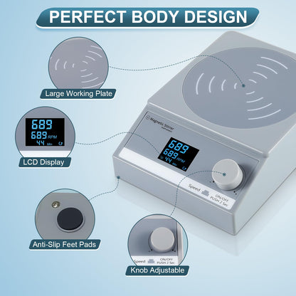 ANZESER magnetic stirrer with timer, 3.5L digital magnetic stirrer, magnetic stirring plate with LCD display.