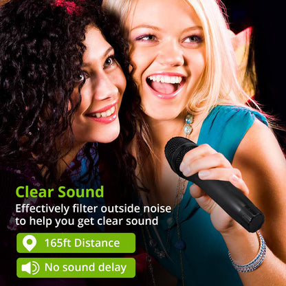 LiNKFOR Wireless Microphone UHF Wireless Dual Handheld Dynamic Mic System with rechargeable receiver, for karaoke machines, DJ, vocals, church, weddings, speakers, amplifiers, PA systems.