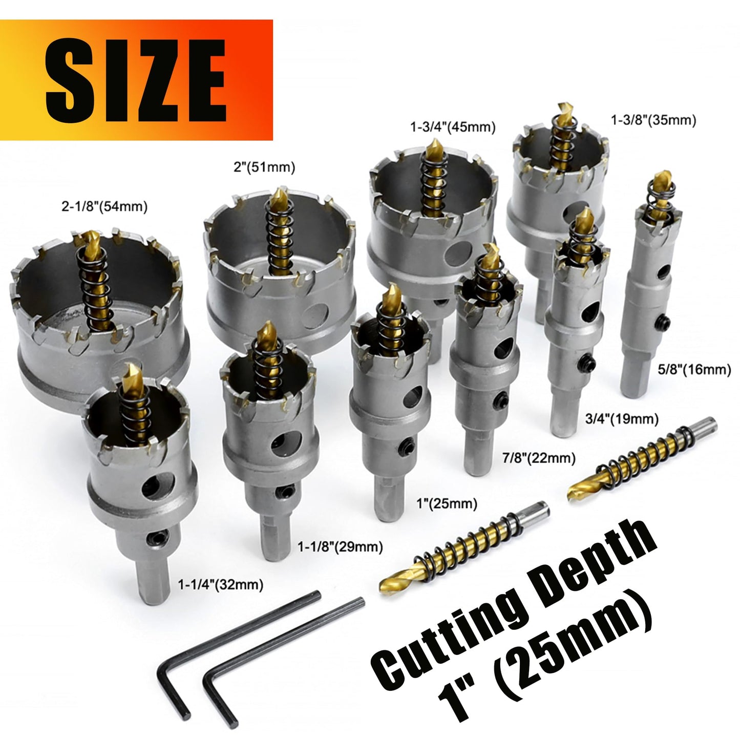 ASNOMY 12pcs 16-54mm Carbide Hole Saw Drill Bit, high-quality TCT hole saw set, titanium-coated carbide center drill, for stainless steel, iron, wood, plastic