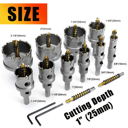 ASNOMY 12pcs 16-54mm Carbide Hole Saw Drill Bit, high-quality TCT hole saw set, titanium-coated carbide center drill, for stainless steel, iron, wood, plastic
