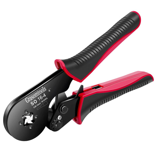 Wire end sleeves crimping pliers, 0.08-16mm²/AWG 28-5 crimping tools, wire crimping pliers, self-locking ratchet crimping pliers, 16mm² bootlace wire end sleeves crimping pliers.