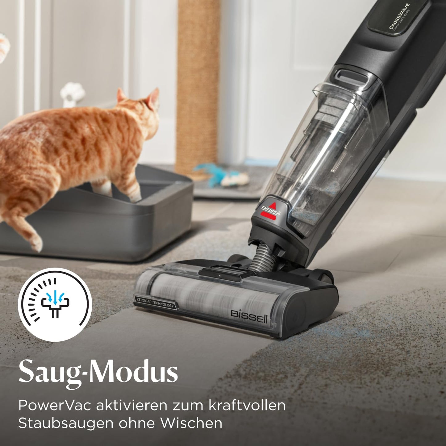 Bissell CrossWave OmniForce Edge, Cordless Wet/Dry Vacuum, Clean & Vacuum in One or just Vacuum Mode, Wet Vacuum with ZeroGap Technology, Carpet Cleaner, 240m² Multiple Surface Cleaning, 4017N