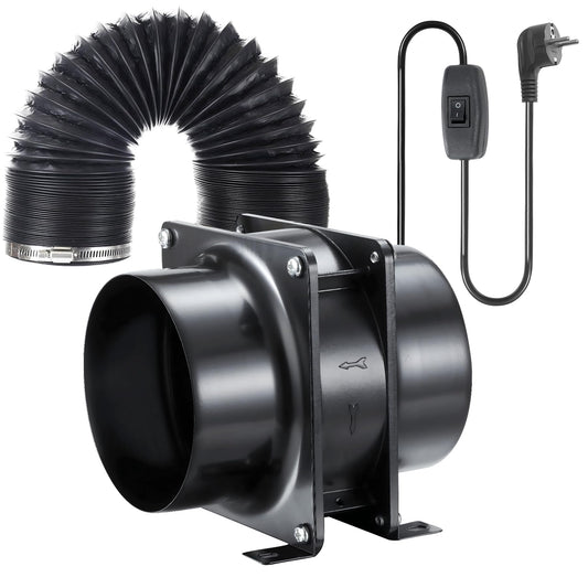 Ø100mm Axial Tube Fan, Exhaust Fan Duct Fan with On-Off Switch, 2m Duct Hose for Garage, Office, Grow Tent