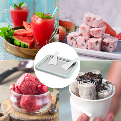 Cozlly ice plate for making ice, Rolled Ice Cream Maker, Ice Plate for Ice Rolls, Ice Cream Machine, Ice Cream Rolls plate with 2 spatulas for kids, home, family, gelato, sorbet, frozen yogurt.