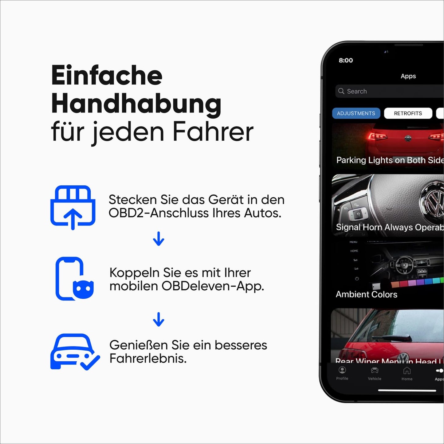 OBDeleven Pro Edition: Professional OBD2 diagnostic tool. Next generation scanning tool for error reading with Bluetooth. Compatible with Android and iOS devices.
