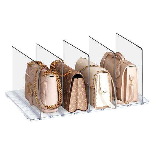ROLLWAY 5pcs Bags Storage Adjustable Handbag Organizer Bags Closet Handbags Storage Bags Shelf Acrylic Divider Shelf Closet Bag Storage Bag Stand
