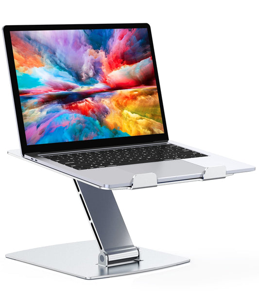 Adjustable height laptop stand, ergonomic, portable notebook stand for desk, foldable desk book stand aluminum, compatible with MacBook Air Pro (10-16 inches)