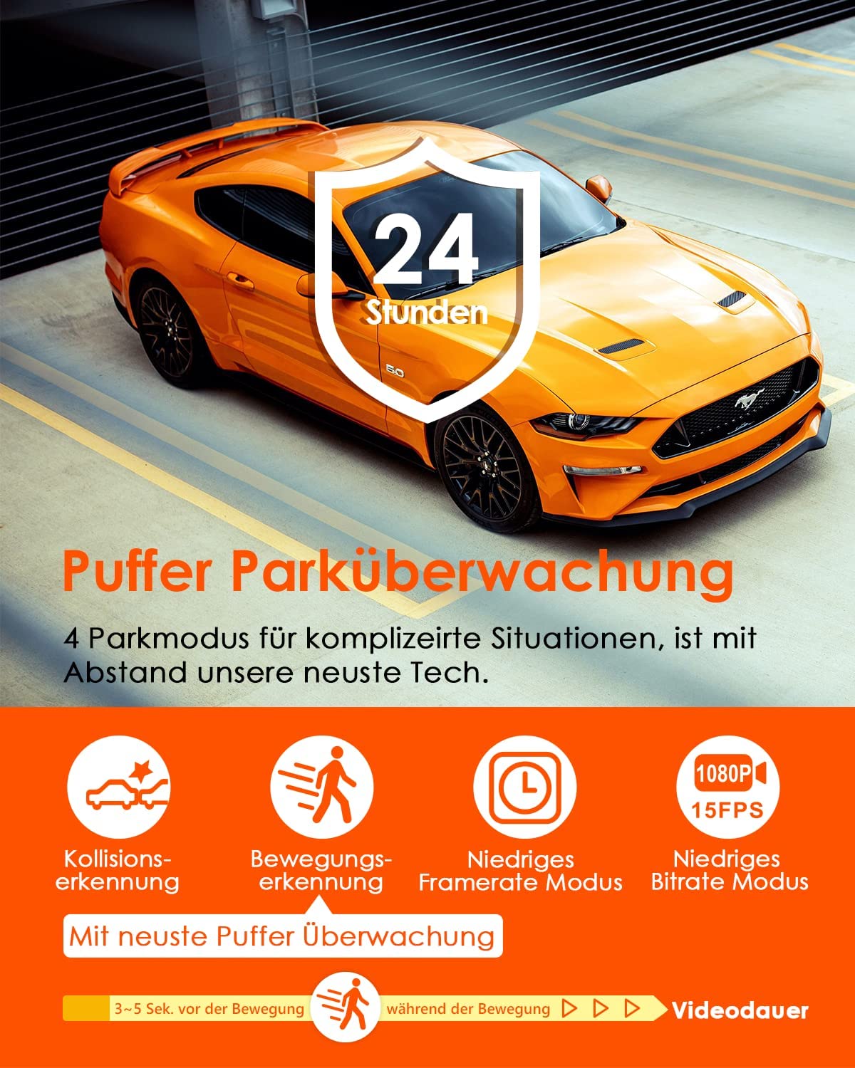 VANTRUE E1 2.7K Dashcam Mini Car WiFi GPS, 2.5K 1440P/60FPS Dash Cam Remote Voice Control, 24Hr Parking Mode, HDR Super Night Vision, 1.54 Inch 160° Hidden Car Camera, max. 512GB