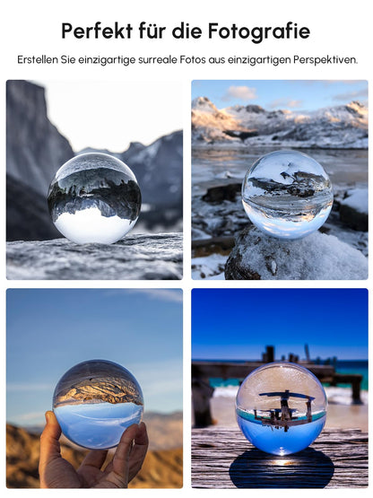 Rollei Lensball 110mm | Glass orb | Crystal ball | Photo sphere with storage bag & microfiber cleaning cloth for glass ball photography.