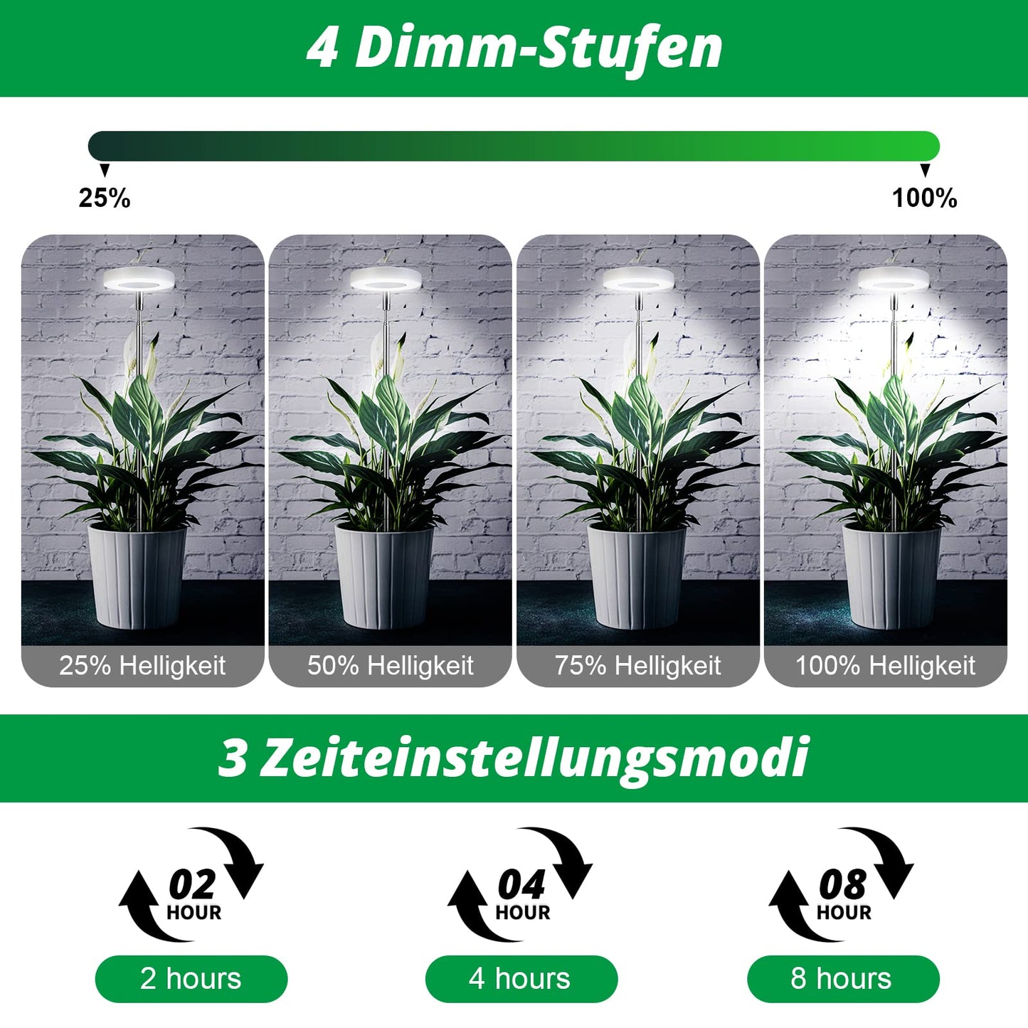 Cieex 2 Pack Plant Lamp Led Full Spectrum, Plant Lamp for Indoor Plants, Plant Light, Plant Lamp with Auto Timer, USB Adapter 4 Brightness Adjustable Height
