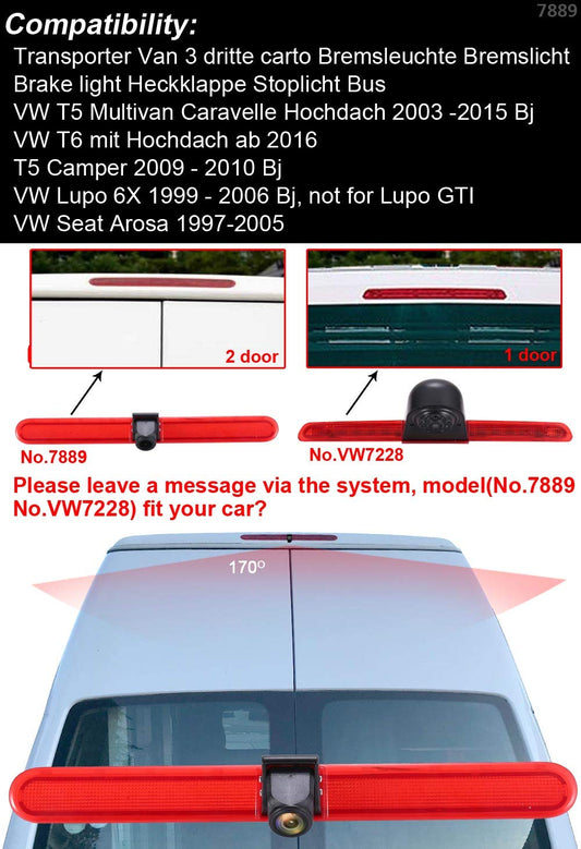Transporter 4.3" TFT LCD rearview mirror+brake light rearview camera waterproof backup system for VW T5 Multivan Caravelle high roof/T6 with high roof/T5 Camper/Lupo 6X/Seat Arosa