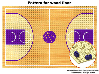 Building Block Educational Toys for Basketball Court Baseplates 5" X 10" (3-Pack) and sets of 2 Basketball Stand Building Blocks for Basketball Game compatible with major brands (Basketball Playset)