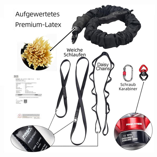 PRIOR FITNESS Bungee Fitness Equipment Set, heavy bungee resistance band, elastic dance bungee cord, bungee training device for home, gym, professional training equipment. (70KG)