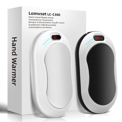 Lomvset Electric Hand Warmer 2 Pack 10000 mAh, Hand Warmer Pocket Warmer Reusable Gadget with Digital Display, Hand Warmer USB Power Bank Winter Gift for Women Kids (Black & Silver)