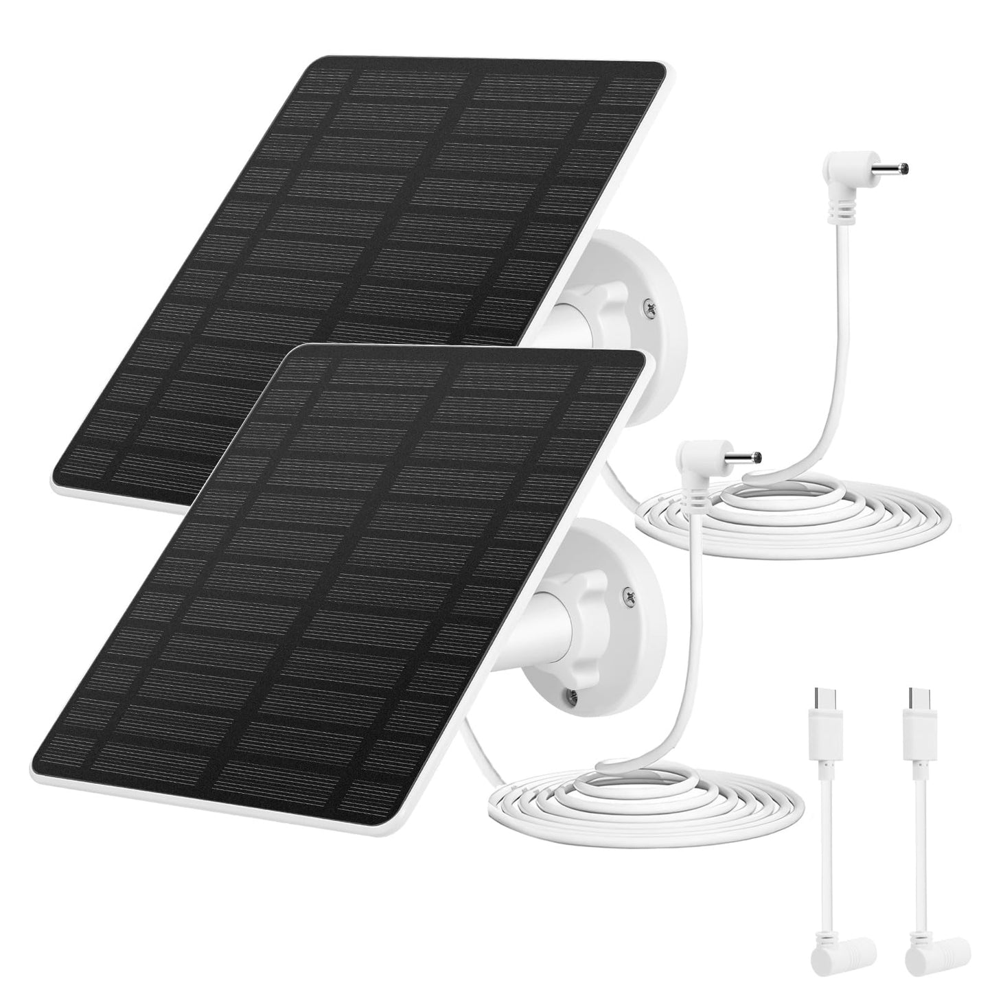Solar panel for Ring Camera 2PCS, GuKKK 5W Camera Solar Panel compatible with Ring Spotlight Cam/Pro/Plus Battery & Stick Up Cam/Pro Battery with Barrel Plug 4M Charging Cable IP65 Waterproof Solar Charger