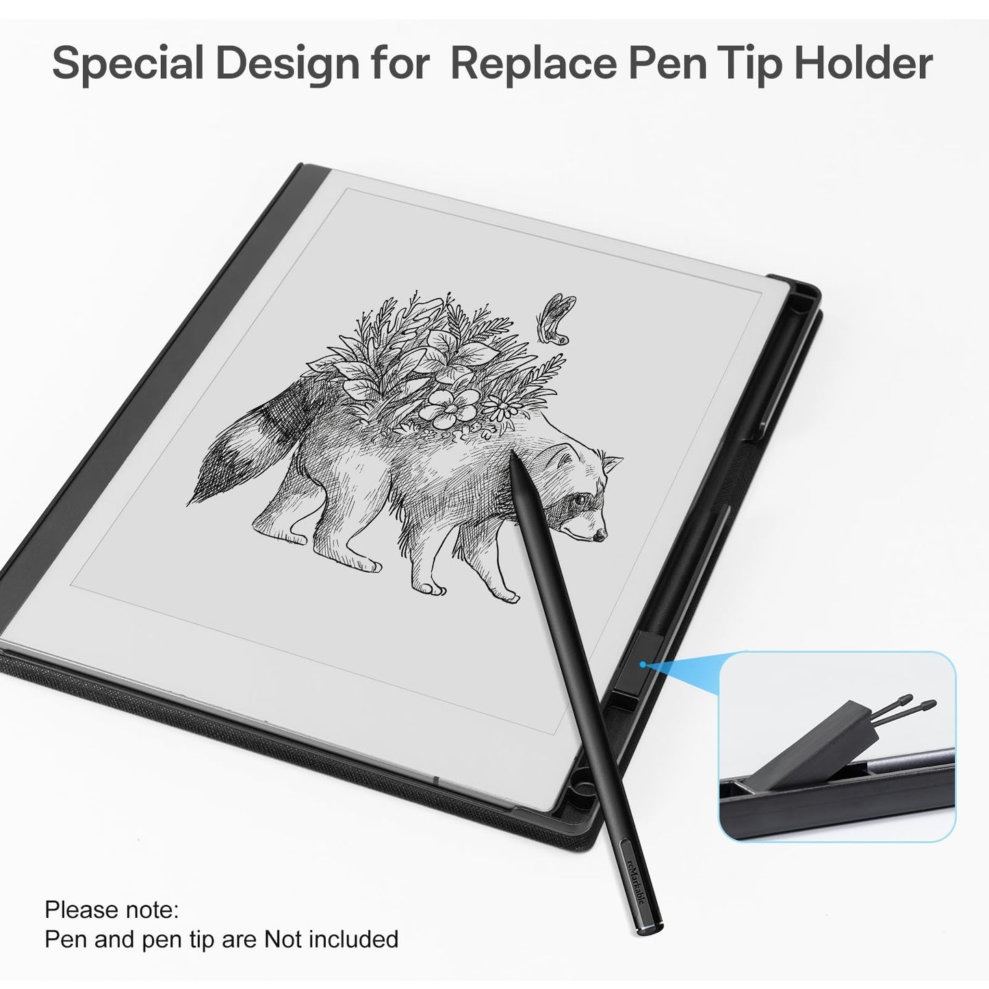 CoBak case for Remarkable 2 - Lightweight and durable book spine cover with protective book folio cover with integrated pen holder - for Remarkable 2 Paper Tablet 2020 10.3 inch Released (Black)