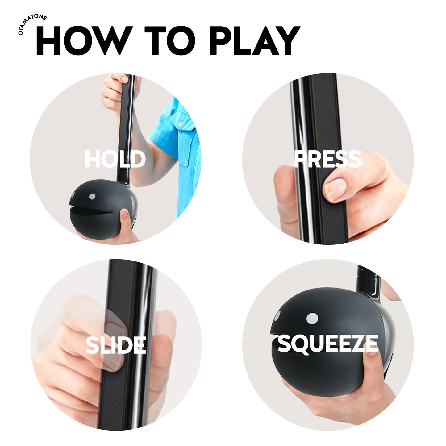 Otamatone Deluxe Black Electronic Music Instrument, Portable Digital Music Instruments Synthesizer, Kids Teens Adults, Fun Cool Birthday Christmas Gift Toy