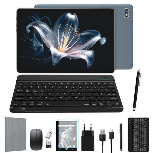 2025 Latest Android Tablet | 5G+2.4G WiFi Tablet Pc | Octa-Core 128GB ROM (TF 1TB) | 10.1" Touch Display | 3D Sound | 7000 mAh | 13+8MP | GPS | GMS Certified Tablets with Keyboard, Stylus, Case, Gray