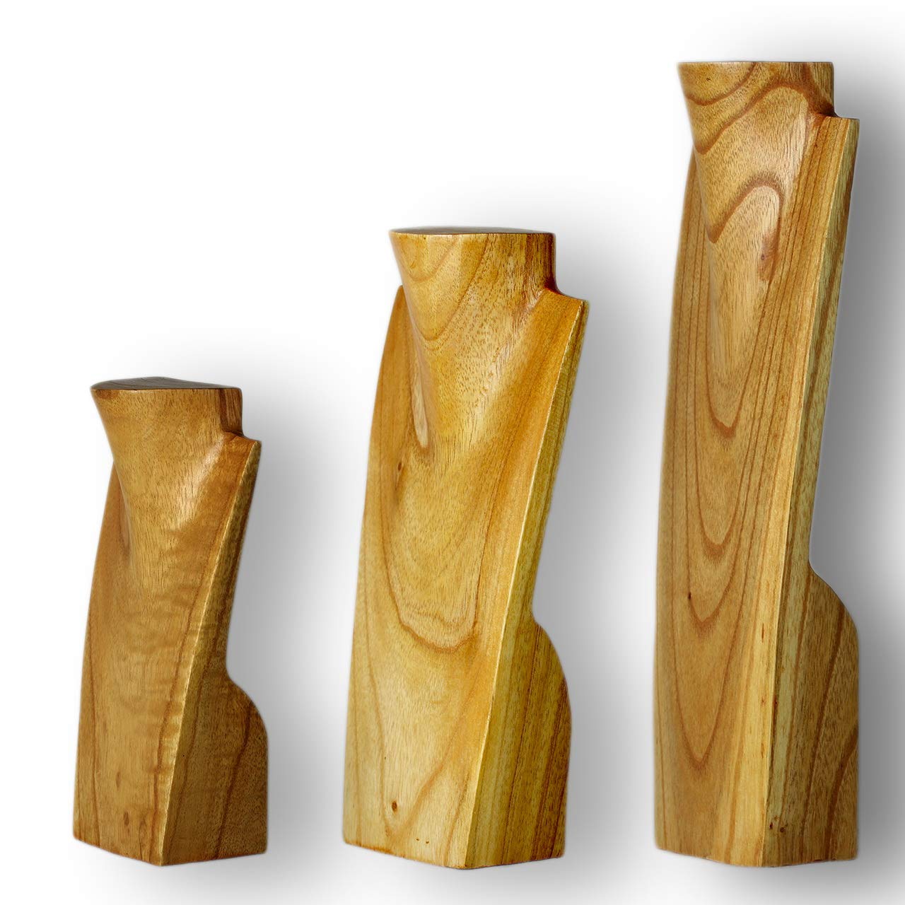 ART-CRAFT wooden necklace stand set of 3, natural wood jewelry display bust in sizes 20-30 - 40cm.