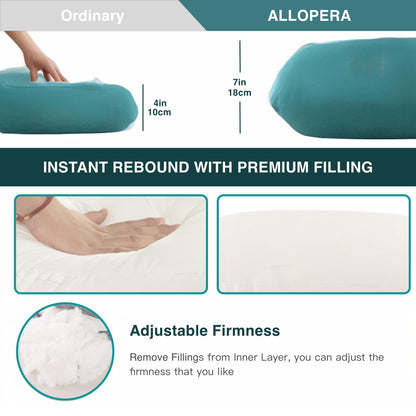 ALLOPERA Pregnancy Pillow, Full Body Maternity Pillow 57 inches, with Removable Washable Cover - Sleep Support for Legs, Back, Neck, Shoulder, HIPS, Belly, Velvet Cover (Dark Green)