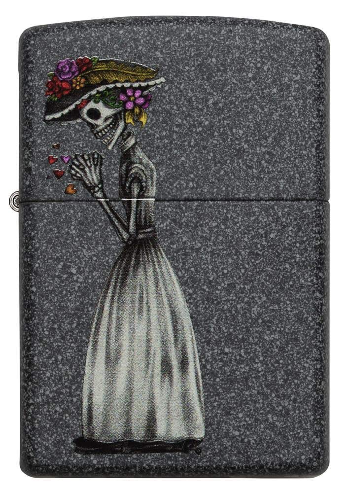 ZIPPO - Day of Dead Skulls 2-piece Set - Iron Stone - Storm lighter, refillable, in a high-quality gift box