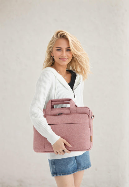 DOMISO 17 inch Laptop Bag Briefcase Shoulder Bag Business Waterproof Notebook Bag for 17-17.3" Notebook/Dell Inspiron/Lenovo IdeaPad/HP Envy/MSI GS73VR Stealth Pro/ASUS ROG, Pink