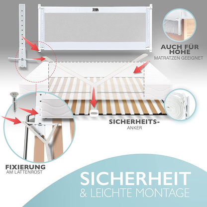 Kids Supply bed rail - Safe & height-adjustable bed guardrail [70-90cm] - Bed rail for children's bed & parents' bed [One side] (150 x 80 cm)
