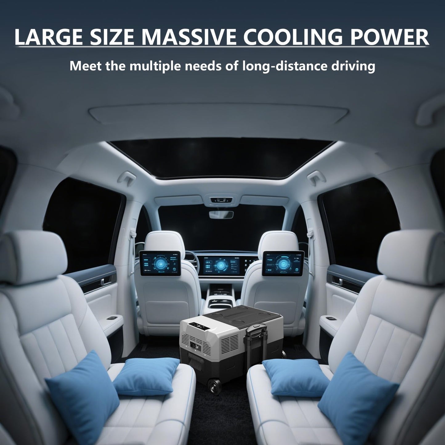 Alpicool ECX30 30L Compressor Cooler, 12V electric portable car refrigerator for camping with USB port, telescopic handle wheel, rechargeable (battery not included)