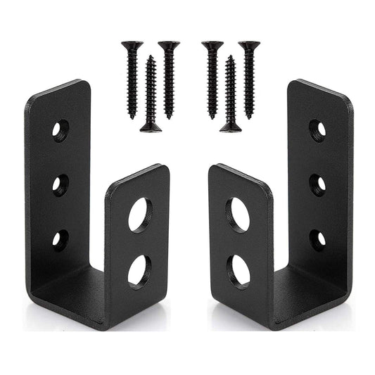 VANROUG 2 x 4 door barricade brackets, 2 pieces, durable steel bar, security door lock holder, for 2 x 4 wood, security U-clamp as door reinforcement.