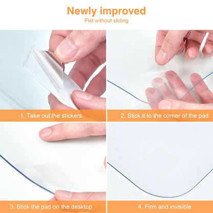 PUEAZU Desk Pad Transparent, 80x40x0.15cm Clear Large Desk Mat Transparent PVC Desk Pad Non-Slip Waterproof Table Mat Table Protector for Office Home