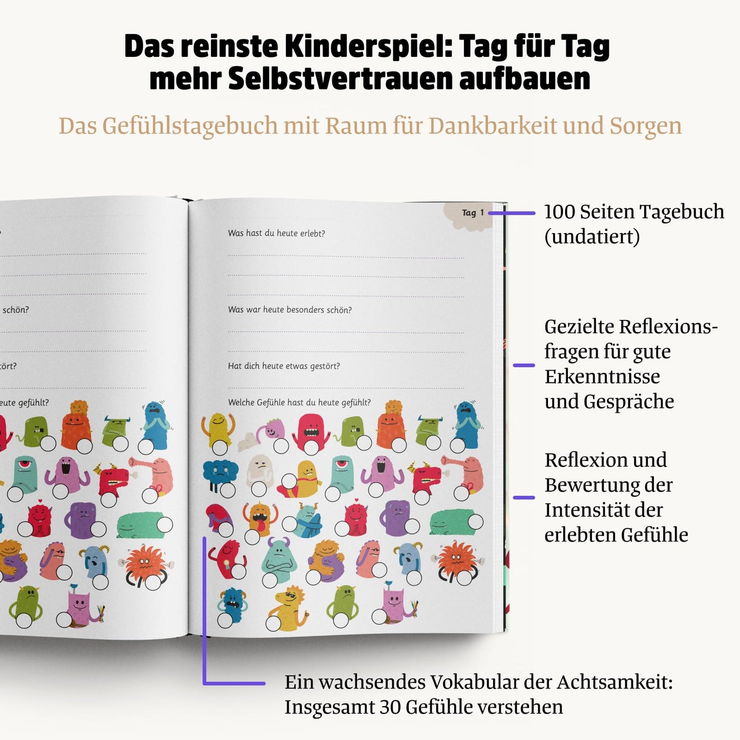 A Good Feeling 2 - Emotion Diary for Children aged 7 to 12 (Part 2) - Understanding Emotions, Learning Gratitude, and Practicing Self-Love - 10 new feelings and puzzles - With stickers and poster