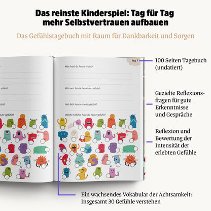 A Good Feeling 2 - Emotion Diary for Children aged 7 to 12 (Part 2) - Understanding Emotions, Learning Gratitude, and Practicing Self-Love - 10 new feelings and puzzles - With stickers and poster