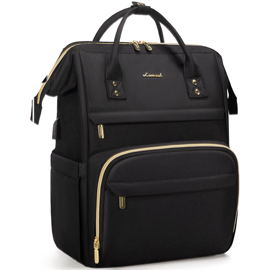LOVEVOOK backpack for women, waterproof 17 inch laptop backpack, large school bag, backpack for women, school backpack for teenagers, girls' daypack for school, work, and travel in black.