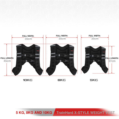 Train hard with our 5 KG / 8 KG / 10 KG weighted vest, X-style running vest, perfect for strength training, running, fitness, and cross training (5 KG)