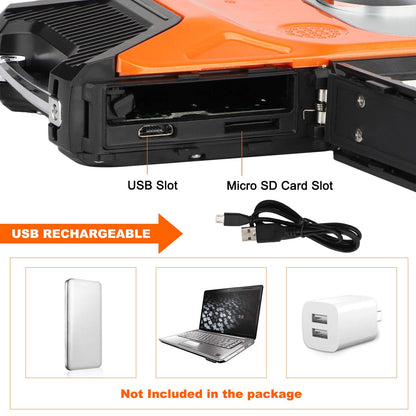 BYbrutek Kids Digital Camera, 21MP FHD 1080P, Waterproof up to 5m, 2.8-inch LCD, 8x Digital Zoom, Orange