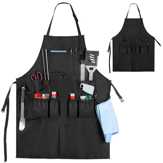 HODRANT BBQ grill apron, cooking apron for men with pockets and slit hem, kitchen apron with adjustable neck and waist straps, aprons for cook, painter, carpenter. Apron only.