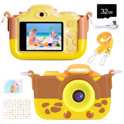 Kriogor Kids Camera, Digital Photo Camera Selfie and Video Camera with 16 MP/Dual Lens/2 Inch Screen/1080P HD/32G TF Card/9x Digital Zoom, Birthday Gift for Kids (Yellow)