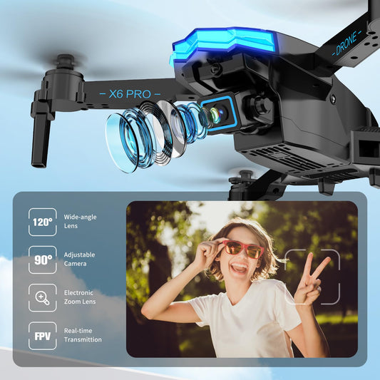 1080P Camera Drone for Kids, Brushless Motor RC Quadcopter for Beginners, One-Key Takeoff/36-Min Long Flight Time/Altitude Hold, Toys and Gifts for Boys and Girls (Grey)