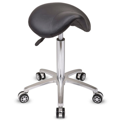 Staboos Rolling Stool up to 160 kg - Saddle Seat with Gel Cushion - Practice Stool with Wheels - Height-Adjustable Swivel Stool (55 cm to 75 cm) Saddle Stool
